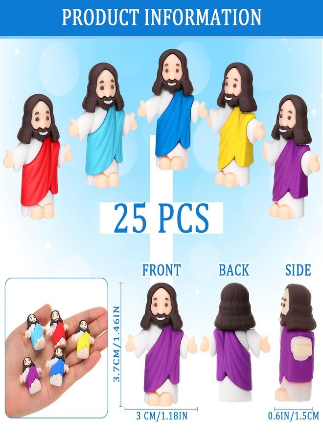 Barydat 25 Pcs Little Jesus Figures Baby Mini Jesus Figurines Bulk to Hide and Seek Tiny Miniature Christ Savior Figurine Toy Religious Gift for Easter Egg Stuffer Sunday School Baptism, Multicolor - Image 2